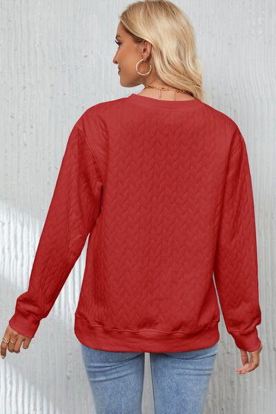 XOXO Heart Round Neck Dropped Shoulder Sweatshirt