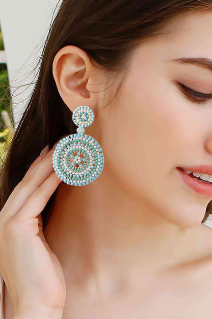 Beaded Boho Style Round Shape Dangle Earrings